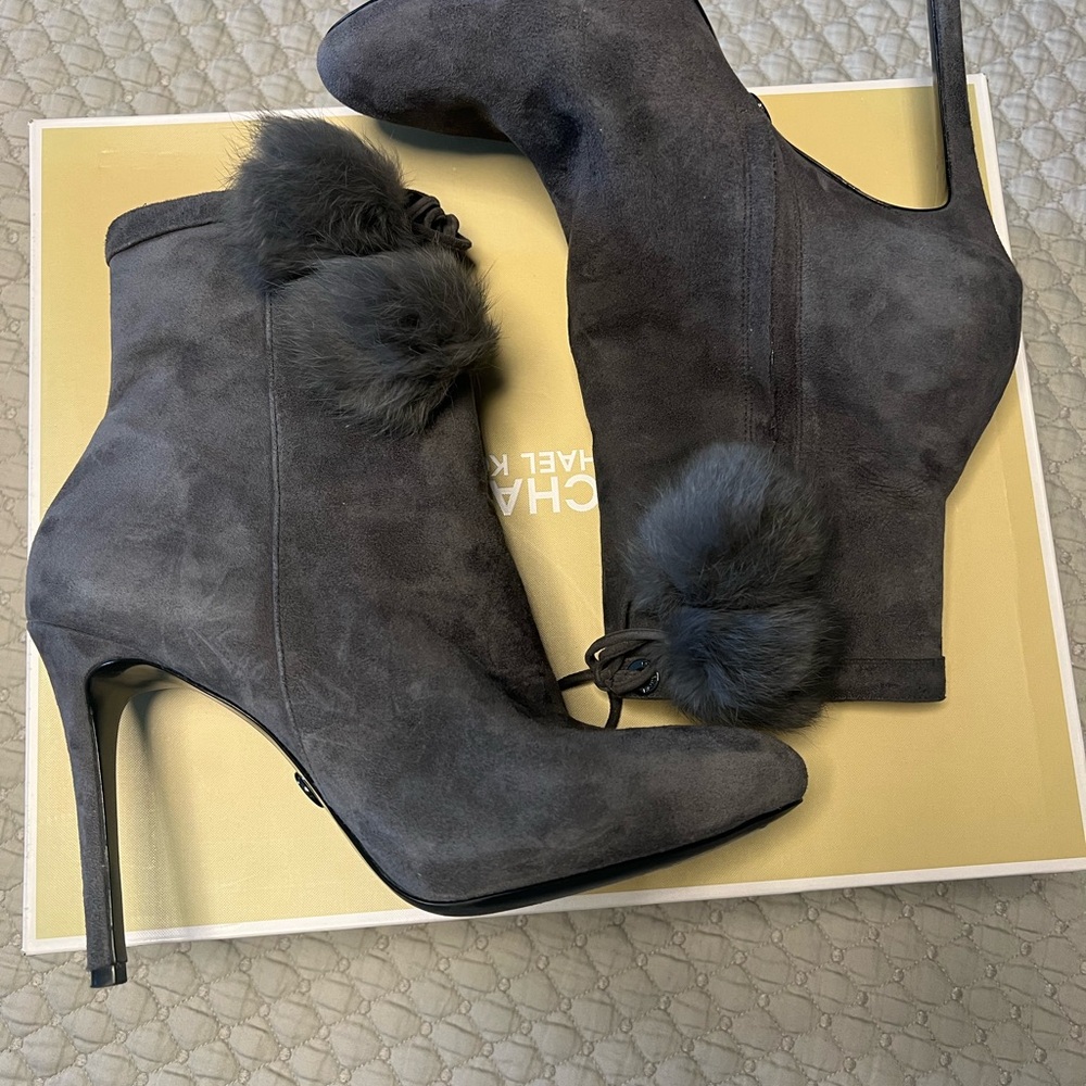 Michael Kors Charcoal Suede Heeled Boots